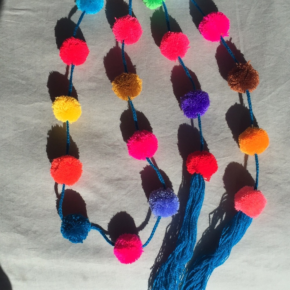 Bright Mexican PomPom strands with tassels